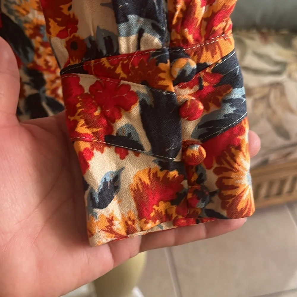 Free People Spring Floral Plunge Mini Dress Size 2 - Picture 9 of 12